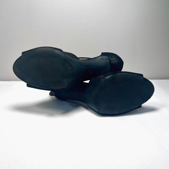 Jennifer Lopez Sweet Gum Black Open Peep-toed Stilletto High Heel Shoes Size 10 - Picture 9 of 10